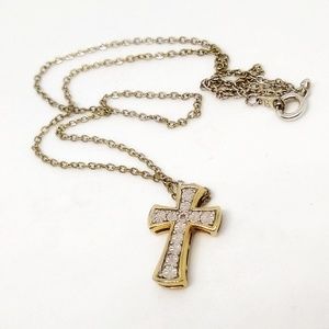 Vermiel (gold on silver) 2 tone cross necklace